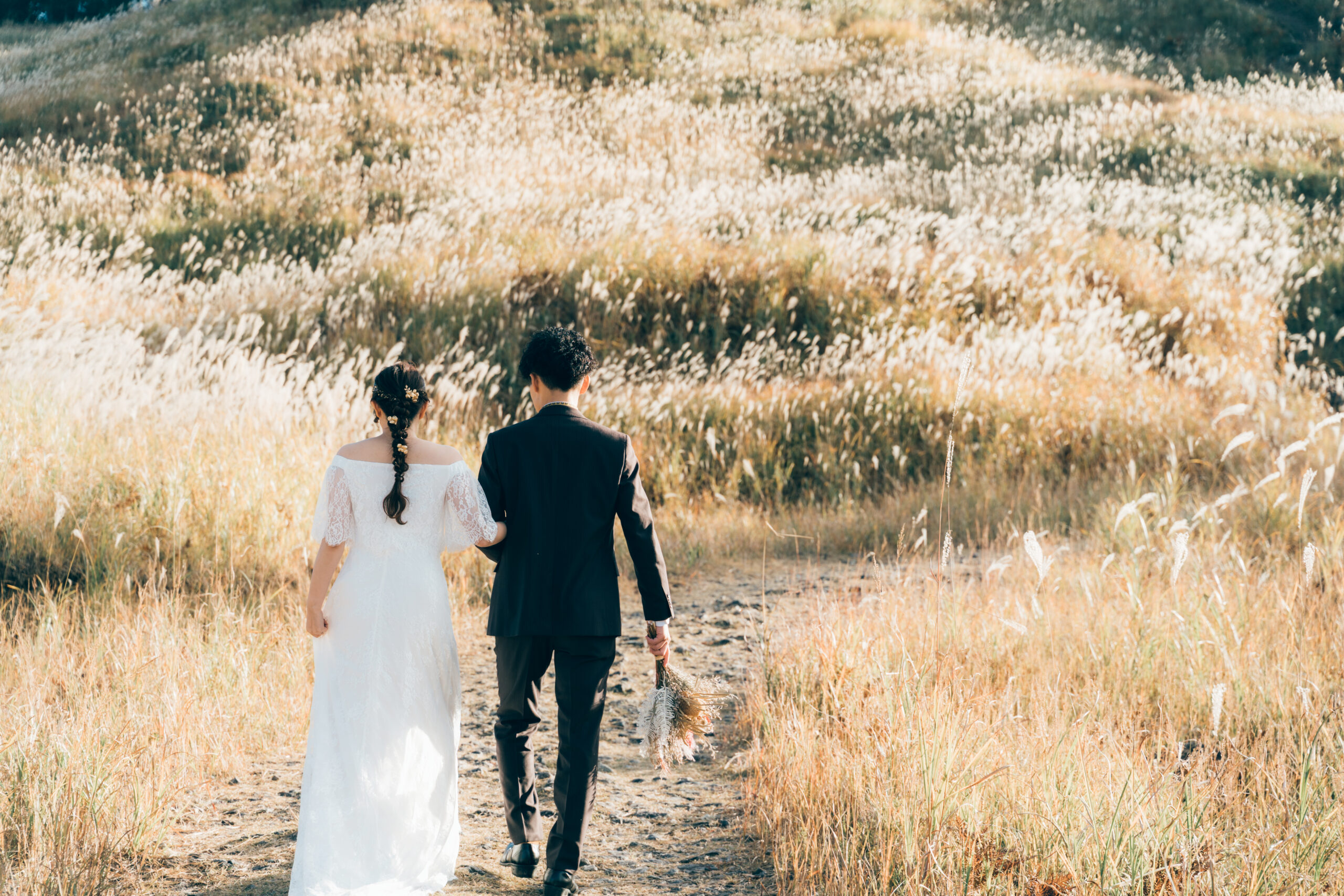 Backlit autumn street at sunset, cinematic closing frame