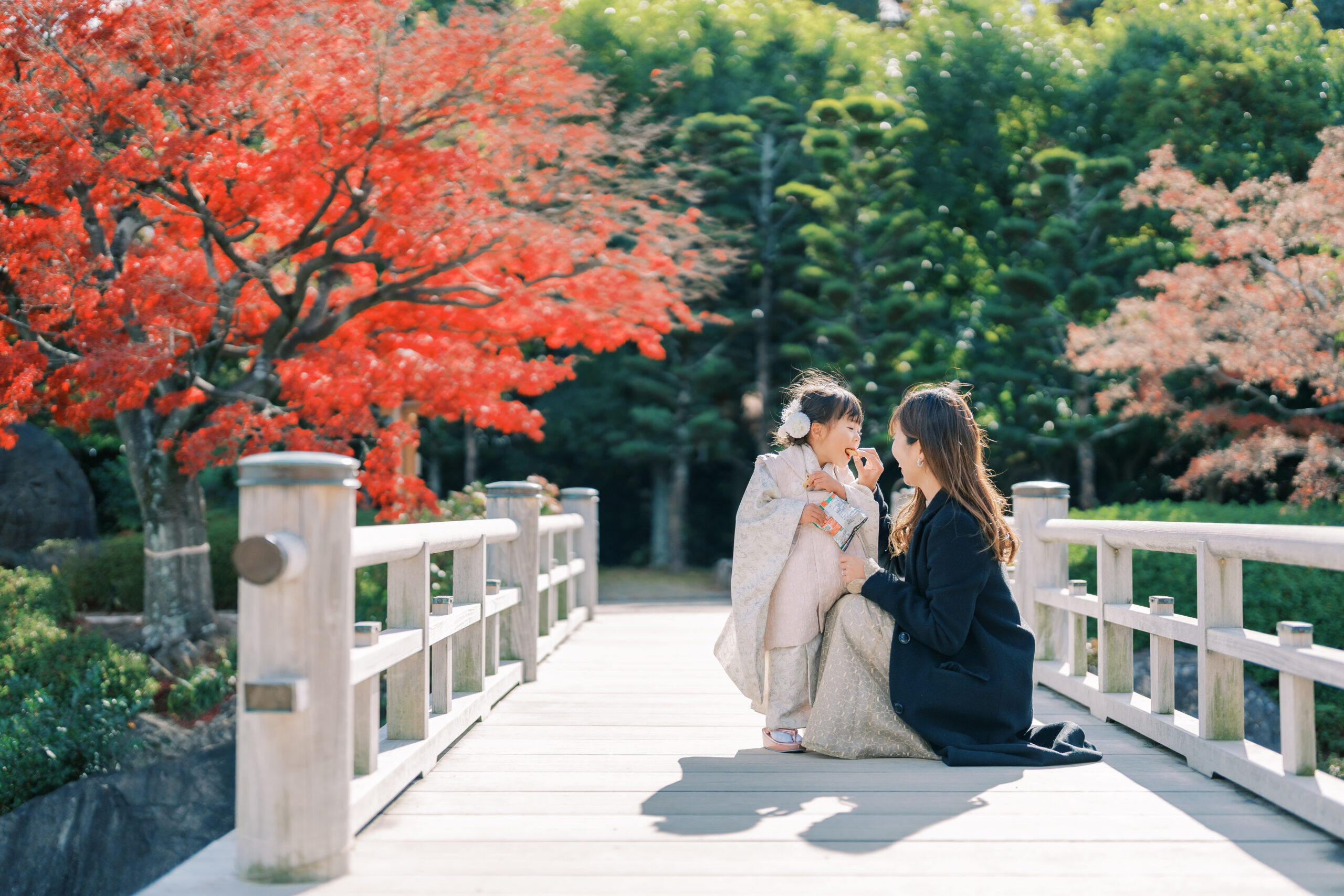 Hugs and laughs — cozy autumn scene