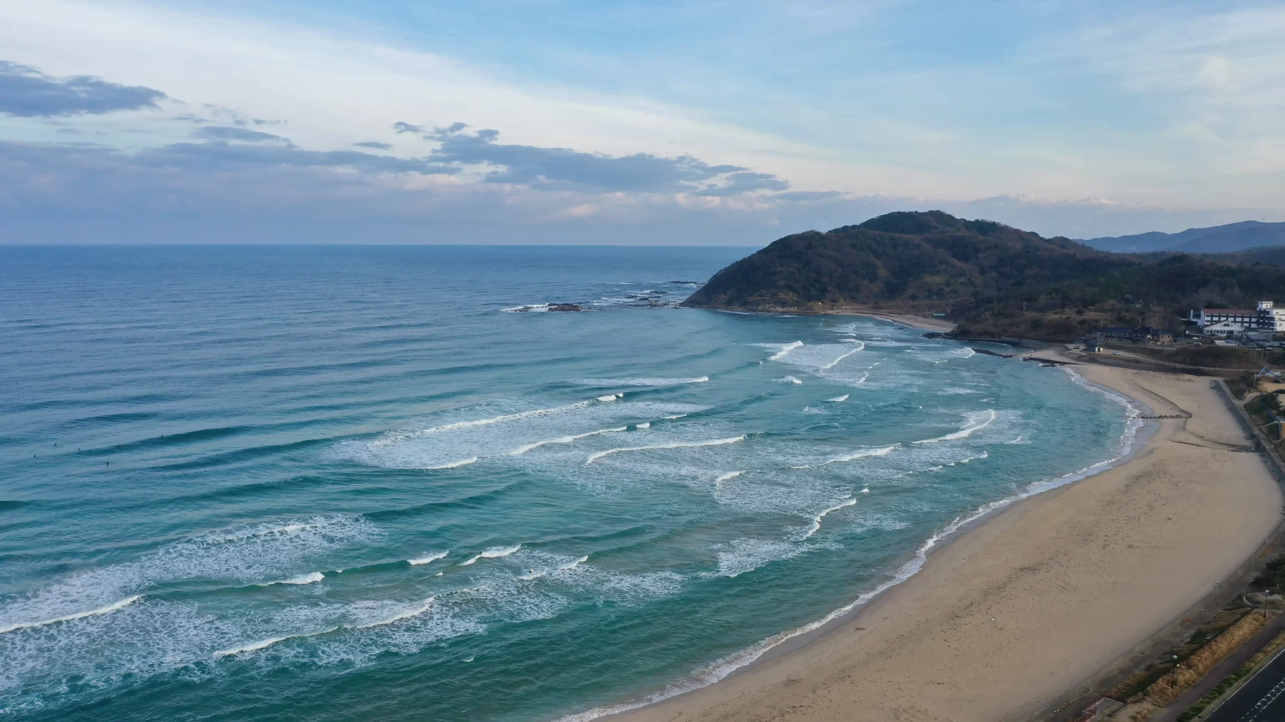 Aerial view of Japan Sea coastline